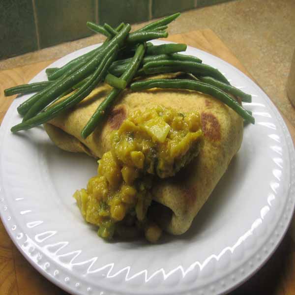 Vegetarian Roti w/fries, salad, wedge or sweet potato fries